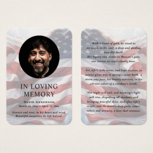 American Flag Memorial Photo Prayer Cards