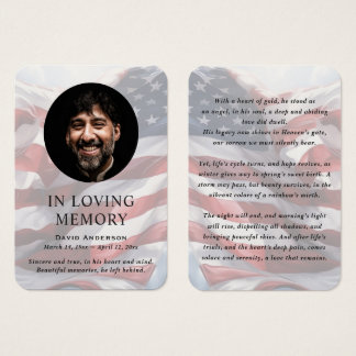 American Flag Memorial Photo Prayer Cards