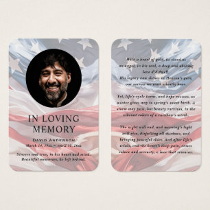 American Flag Memorial Photo Prayer Cards