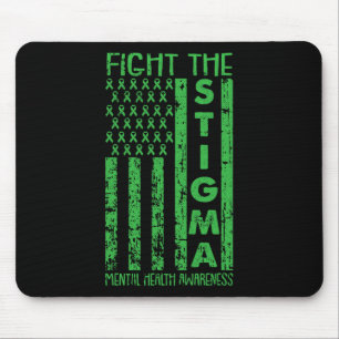 American Flag Mental Health Awareness Green Ribbon Mouse Pad