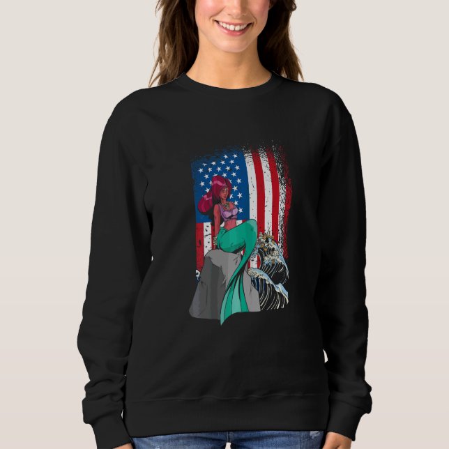 American Flag Mermaid Mermaid  And Mermaid Sweatshirt (Front)