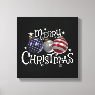 American Flag Merry Christmas Tree Baubles US Patr Canvas Print