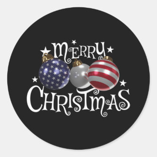 American Flag Merry Christmas Tree Baubles US Patr Classic Round Sticker