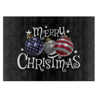 American Flag Merry Christmas Tree Baubles US Patr Cutting Board