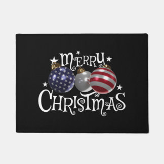 American Flag Merry Christmas Tree Baubles US Patr Doormat