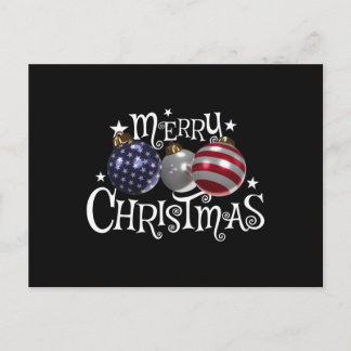 American Flag Merry Christmas Tree Baubles US Patr Holiday Postcard