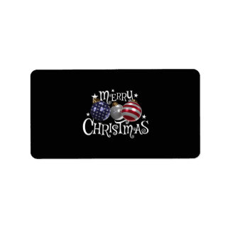 American Flag Merry Christmas Tree Baubles US Patr Label
