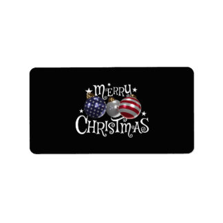 American Flag Merry Christmas Tree Baubles US Patr Label