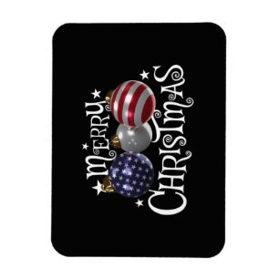 American Flag Merry Christmas Tree Baubles US Patr Magnet