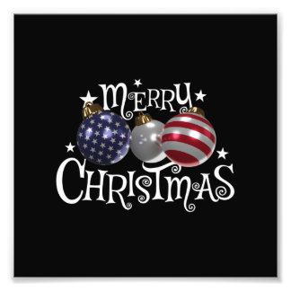 American Flag Merry Christmas Tree Baubles US Patr Photo Print