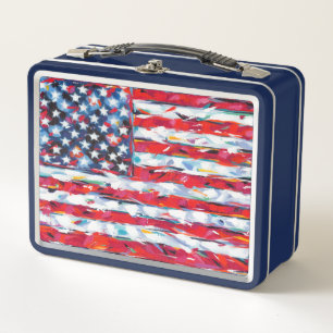 American Flag Metal Lunch Box