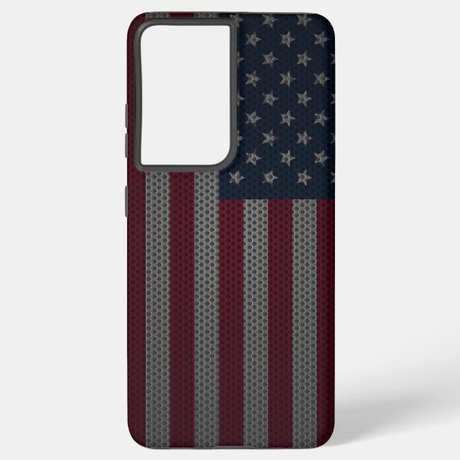 American Flag Metallic Mesh Samsung Galaxy S21 Ultra Case (Back)