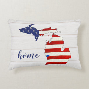 American Flag Michigan Accent Pillow