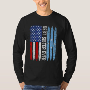 American Flag Micronesia Flag Best Sister Ever Fam T-Shirt
