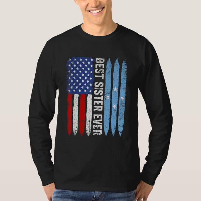 American Flag Micronesia Flag Best Sister Ever Fam T-Shirt (Front)