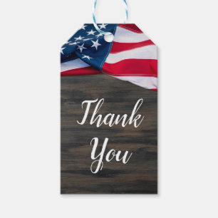 American Flag Military Birthday Party Patriotic Gift Tags