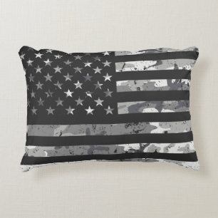 American Flag Military Camouflage White Pattern Decorative Cushion
