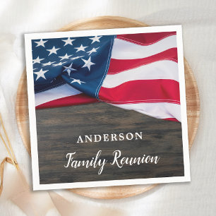 American Flag Military Family Reunion Patriotic  Napkin