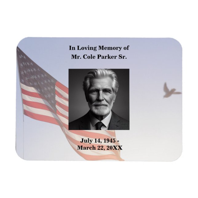 American flag Military Funeral Memorial Photo  Magnet (Horizontal)