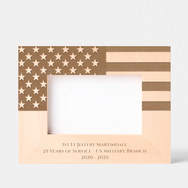 American Flag Military Retirement Etched Frames (Front)