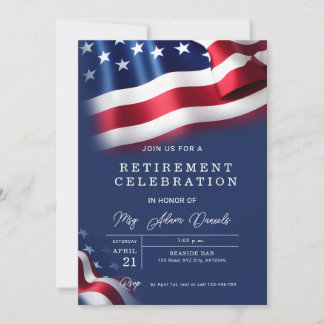 American Flag Military Retirement Party Invitation