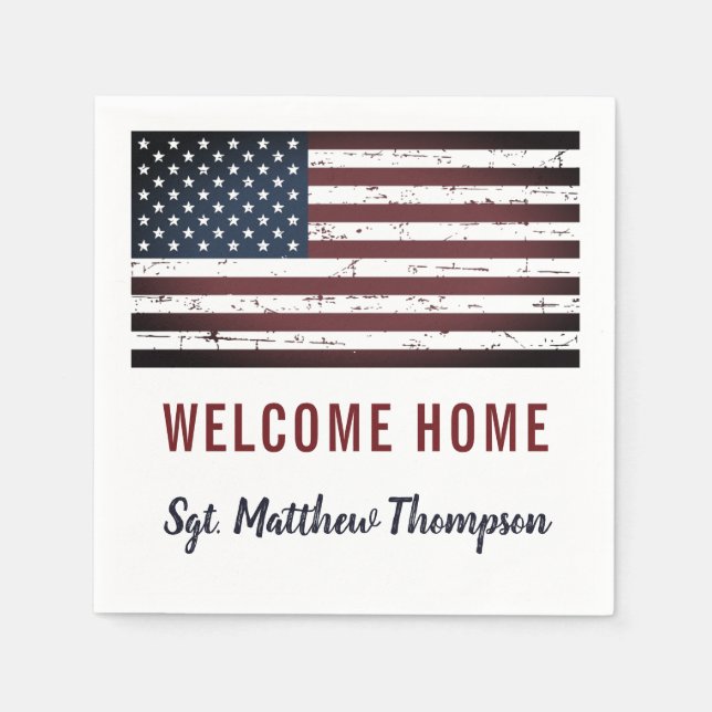  American Flag Military Soldier Welcome Home Party Napkin (Front)