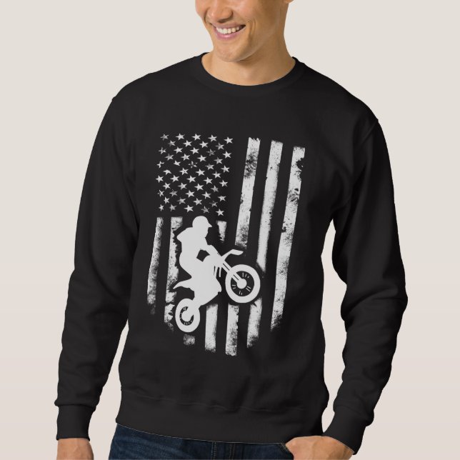American Flag Motorcross Braap Dirt Bike Off Road  Sweatshirt (Front)
