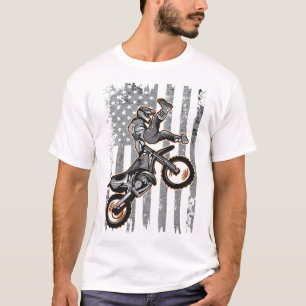 American Flag Motorcross Braap Dirt Bike Off Road  T-Shirt