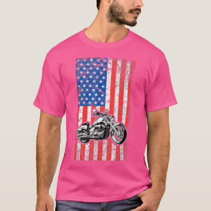 American Flag Motorcycle Biker 173 T-Shirt