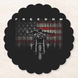 American Flag Motorcycle Freedom Paper Coaster