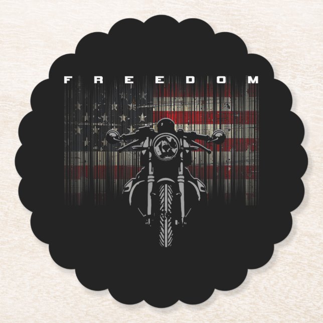 American Flag Motorcycle Freedom Paper Coaster (Front)