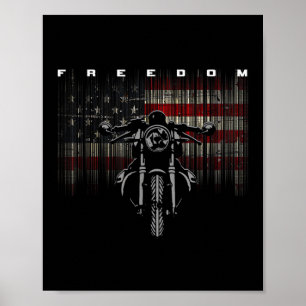 American Flag Motorcycle Freedom Poster