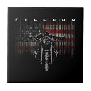 American Flag Motorcycle Freedom Tile