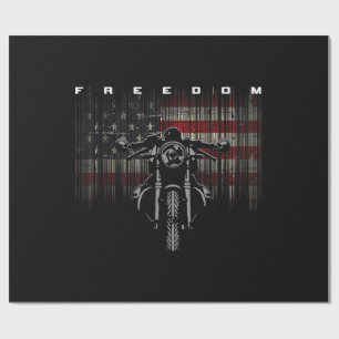American Flag Motorcycle Freedom Wrapping Paper