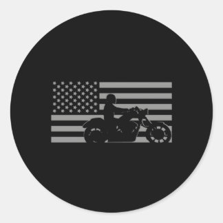 American Flag Motorcycle Motorcycle Classic Round Sticker