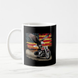 American Flag Motorcycle Tshirt USA Flag Biker Ret Coffee Mug