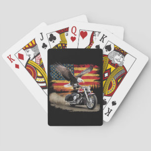 American Flag Motorcycle Tshirt USA Flag Biker Ret Playing Cards