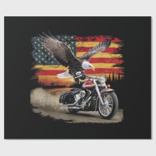 American Flag Motorcycle Tshirt USA Flag Biker Ret Wrapping Paper