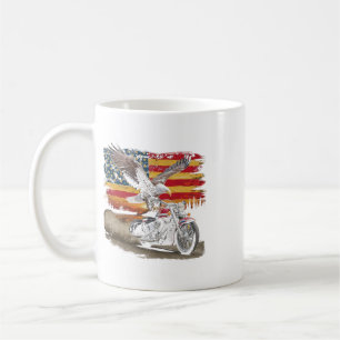 American Flag Motorcycle Usa Flag Biker Retro Coffee Mug