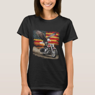 American Flag Motorcycle Usa Flag Biker Retro T-Shirt