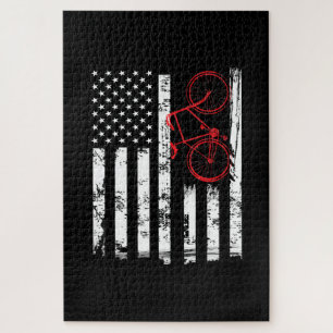 American flag Mountain Biking and Cycling sport Jigsaw Puzzle