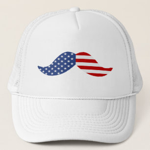 American Flag Moustache Trucker Hat