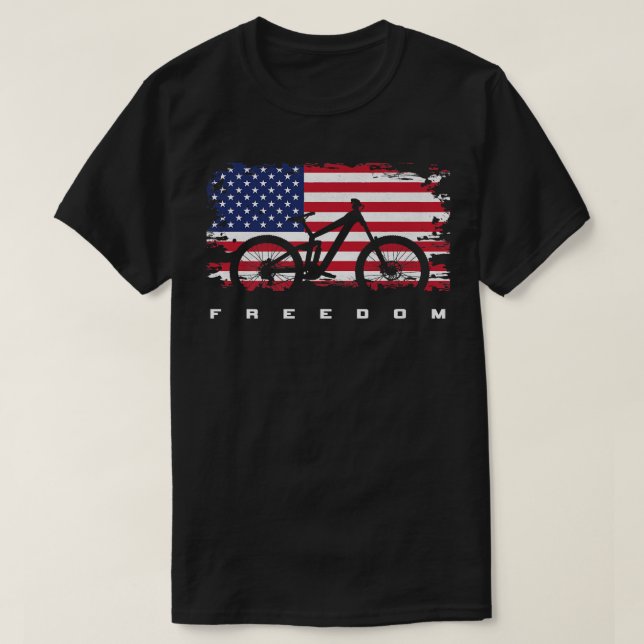 American Flag MTB Mountain Bike Apparel - Mountain T-Shirt (Design Front)
