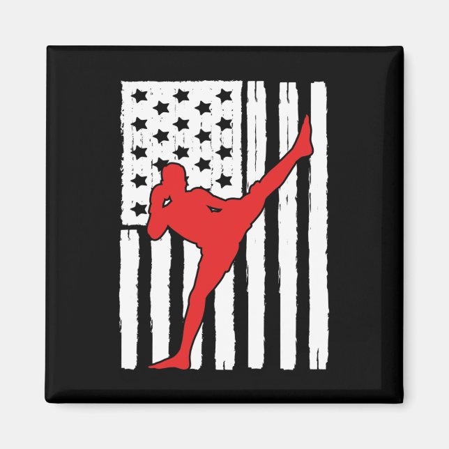 American Flag Muay Thai Theme Graphic Design Kickb Magnet (Front)
