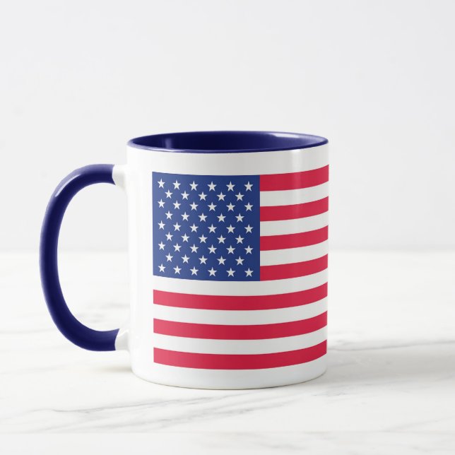 American Flag Mug with blue handle (Left)