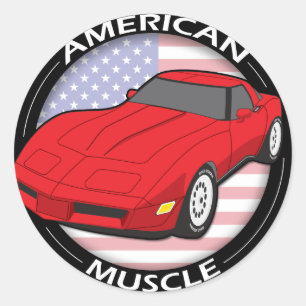 American Flag Muscle Classic Round Sticker