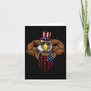 American Flag Muscular Bald Eagle Bike Flexing Unc Card
