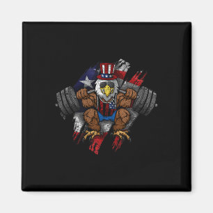 American Flag Muscular Bald Eagle Bike Flexing Unc Magnet