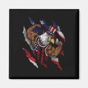 American Flag Muscular Bald Eagle Bike Flexing Unc Magnet