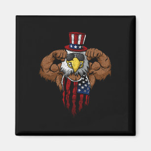 American Flag Muscular Bald Eagle Bike Flexing Unc Magnet